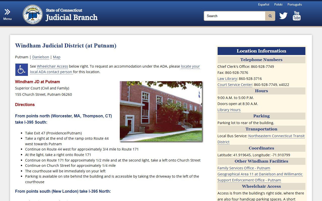 Windham County family court records source screenshot