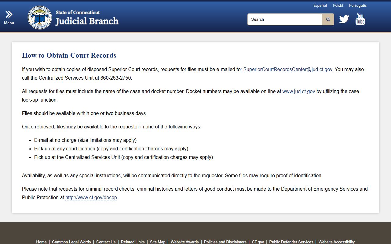 Connecticut family court records source screenshot