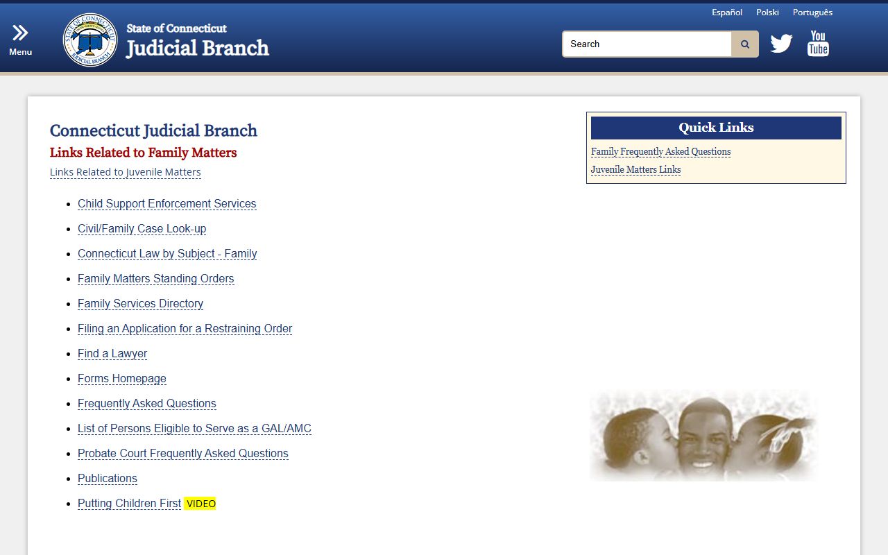 Connecticut family court records source screenshot